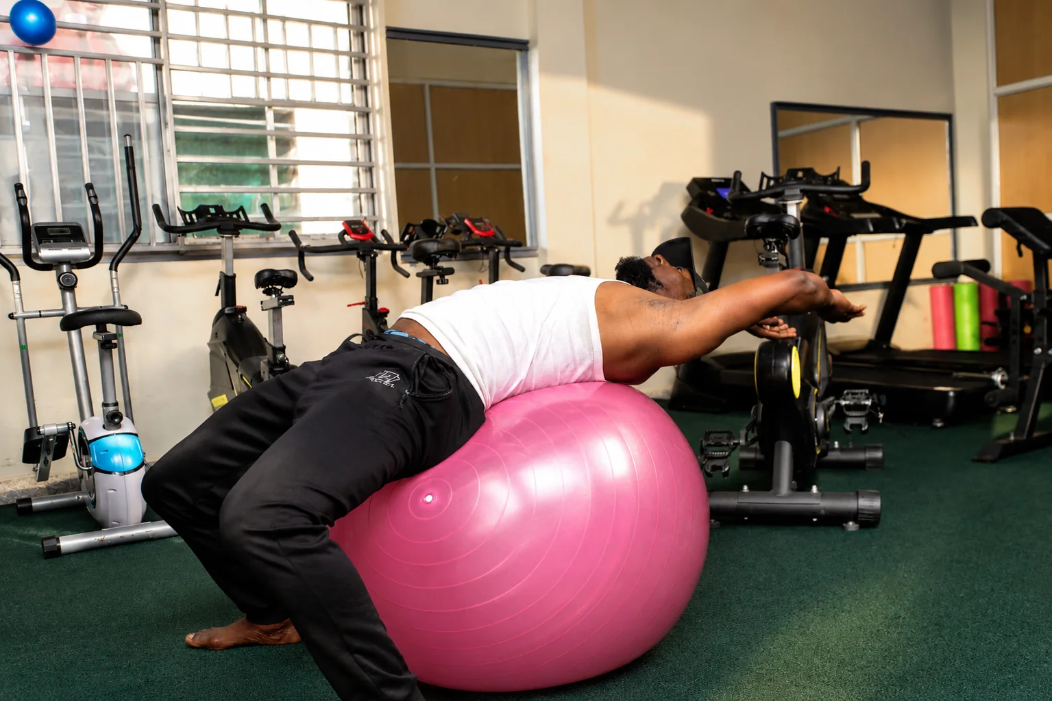 Exercise using a stability ball