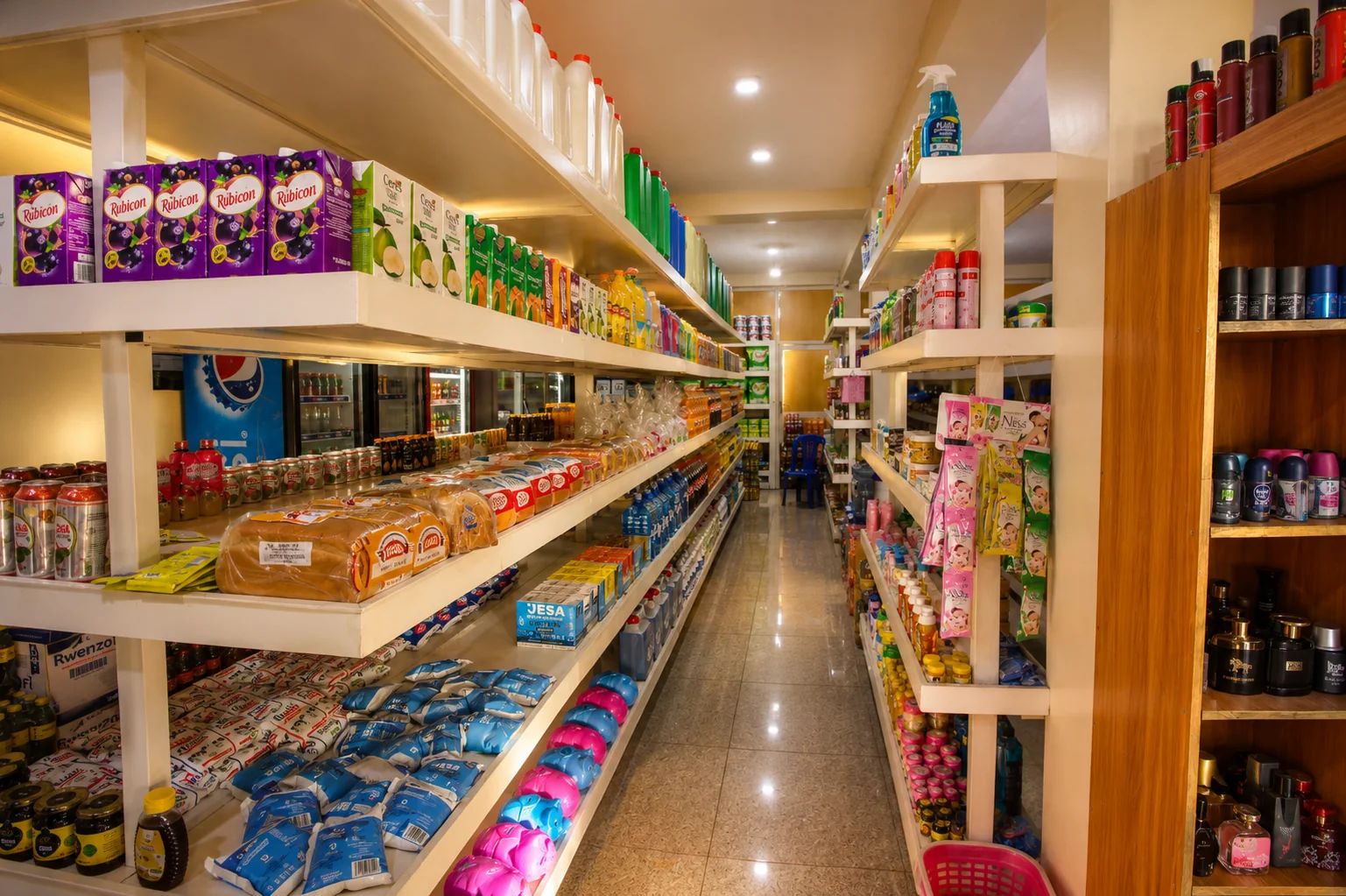 Bright supermarket aisle