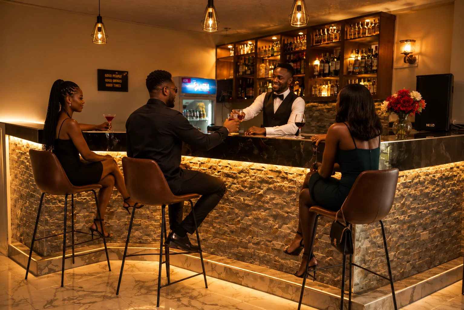 Guests seated at the bar