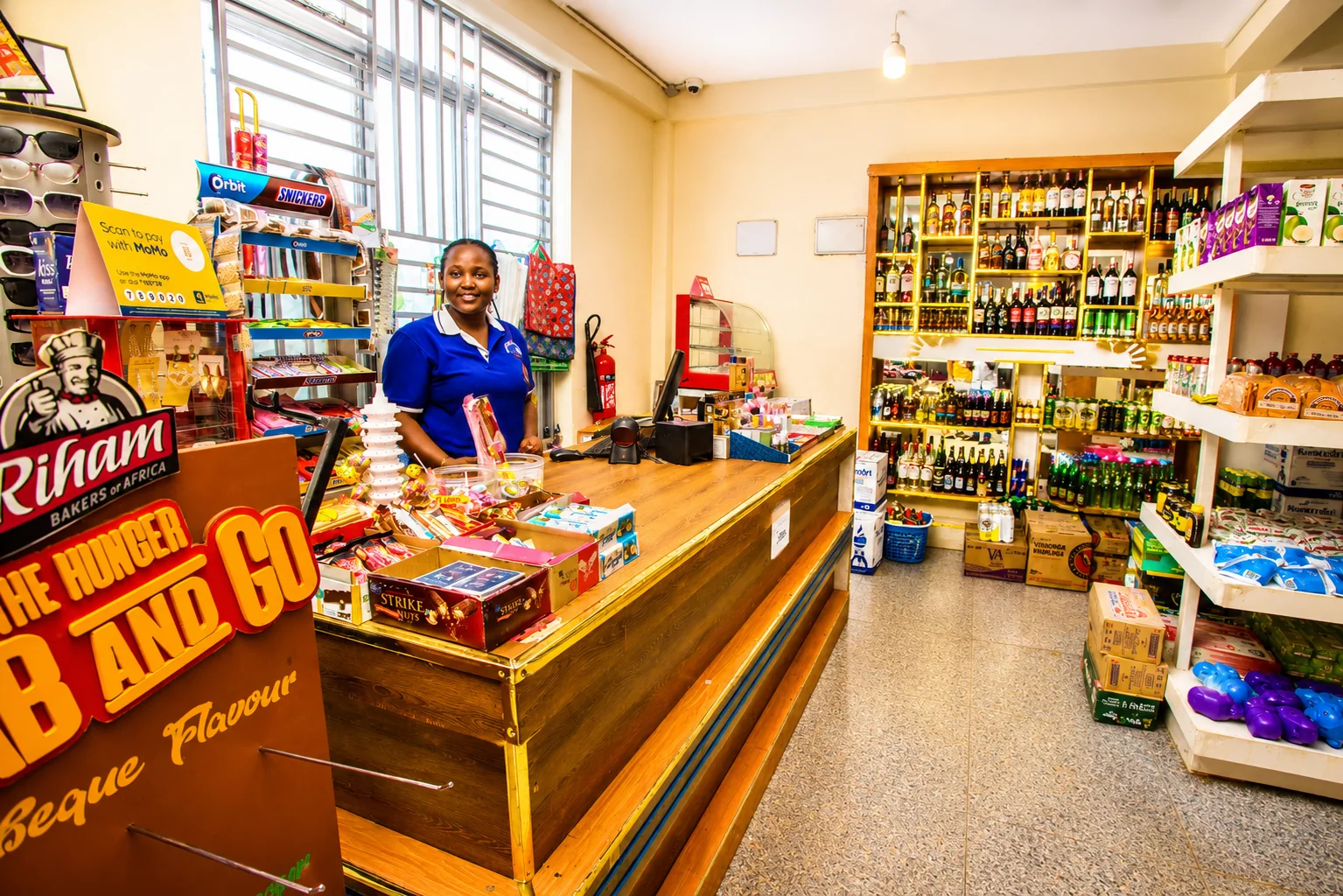 Supermarket counter and staff