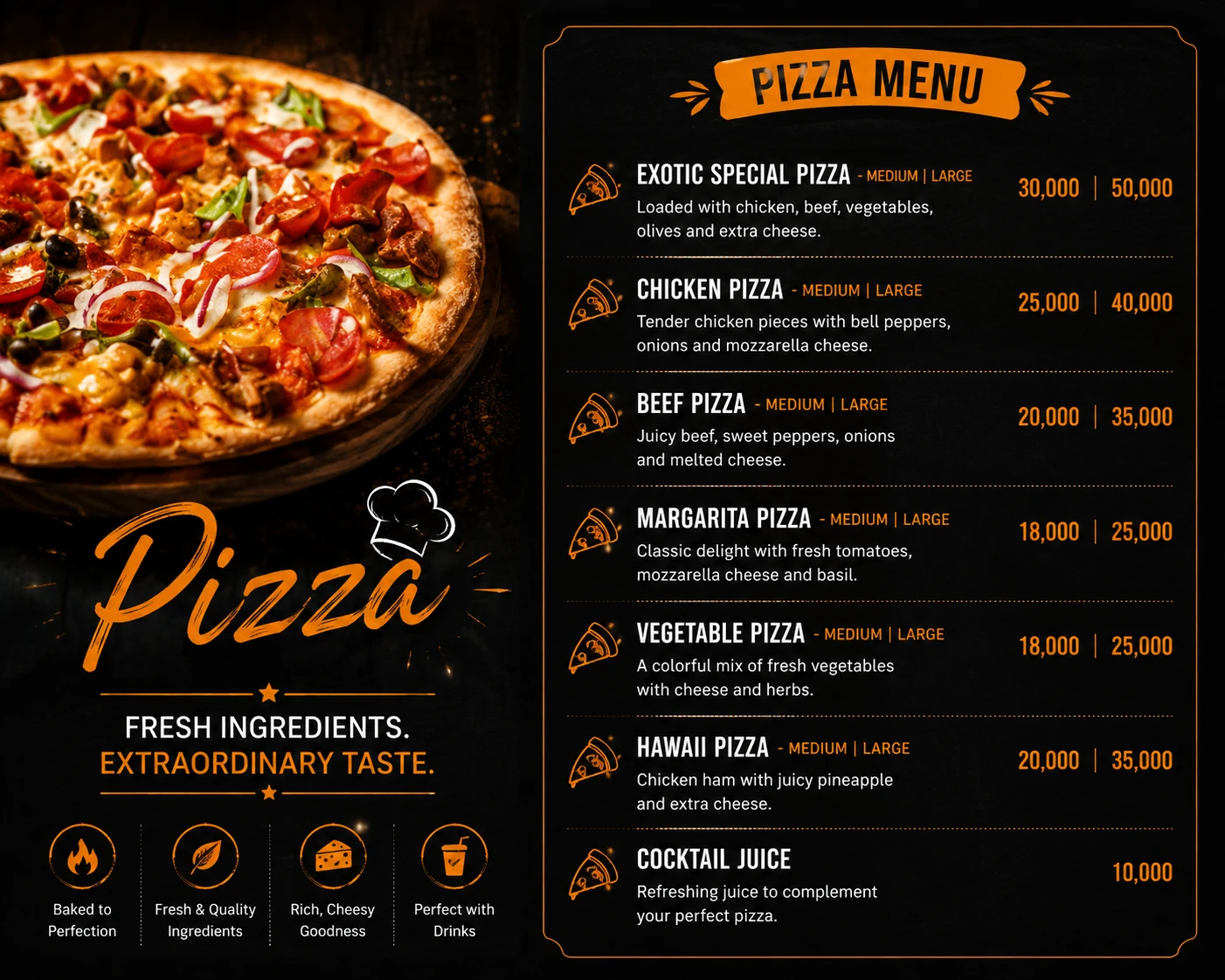 Pizza menu poster