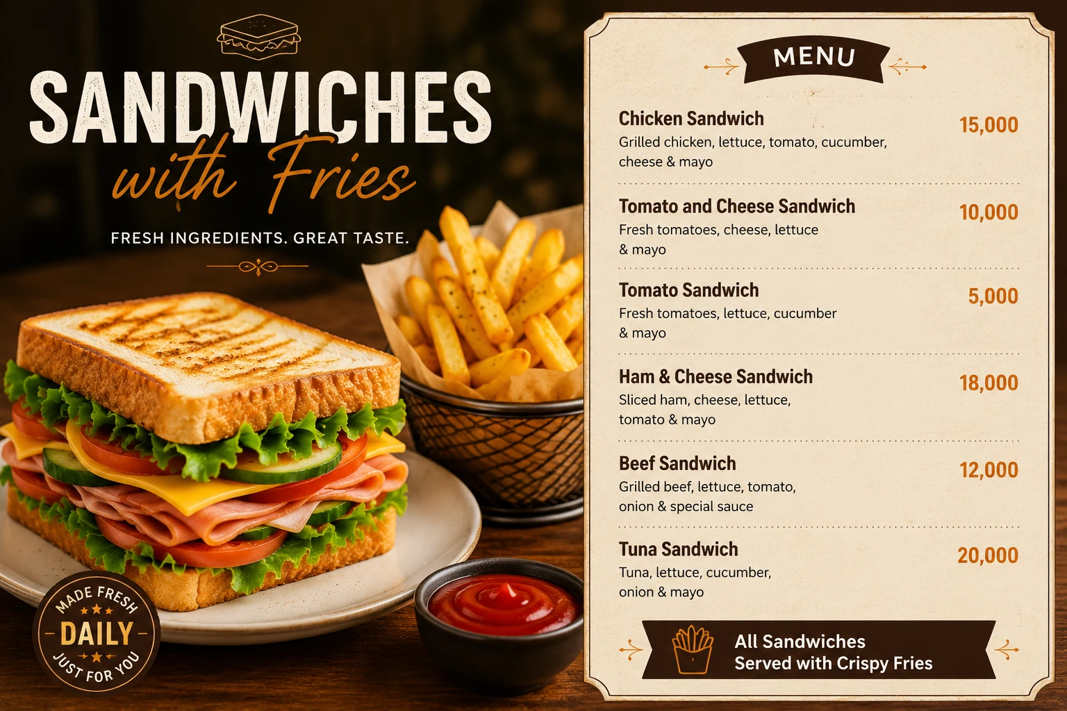 Sandwich menu poster