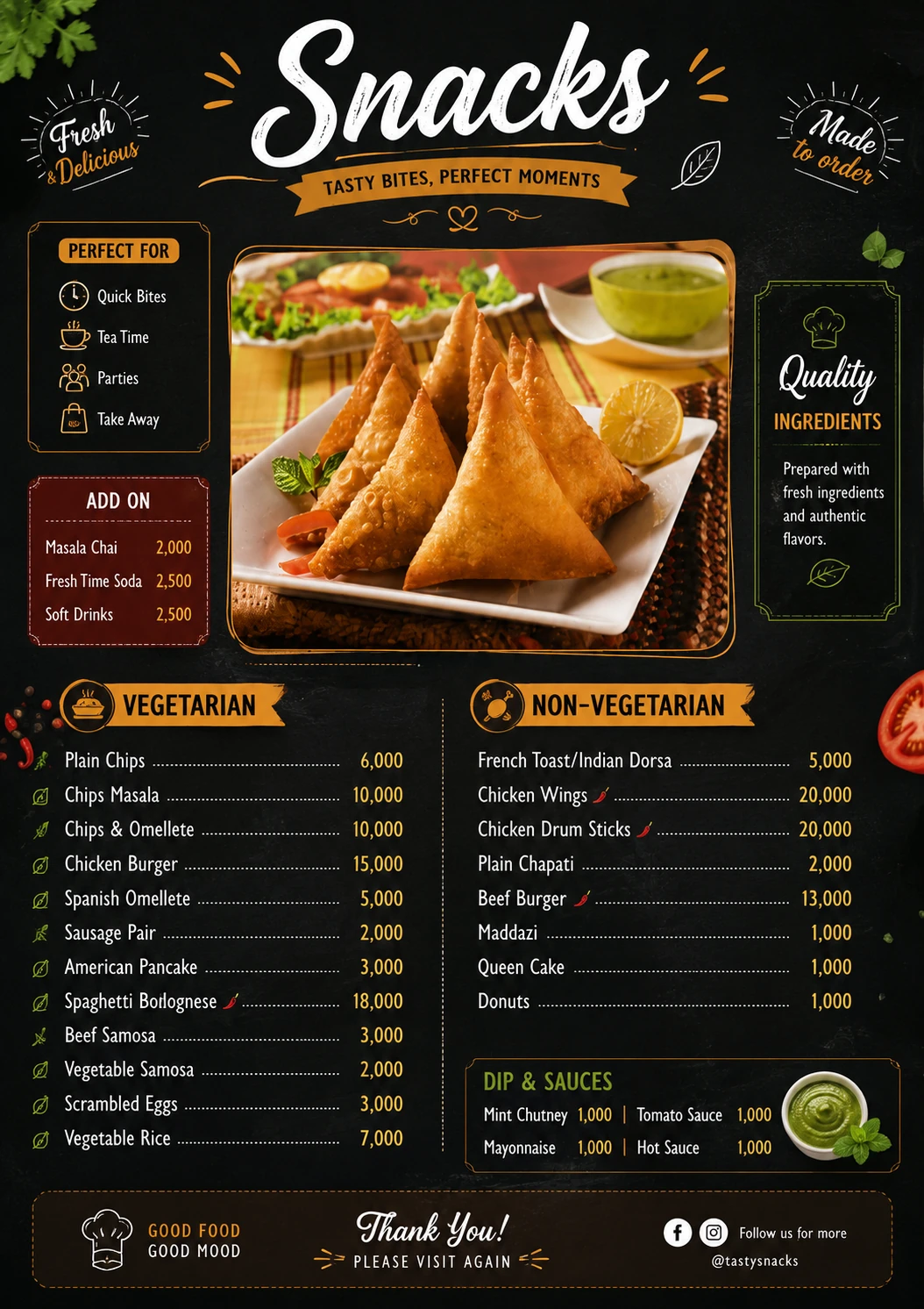 Snacks menu poster