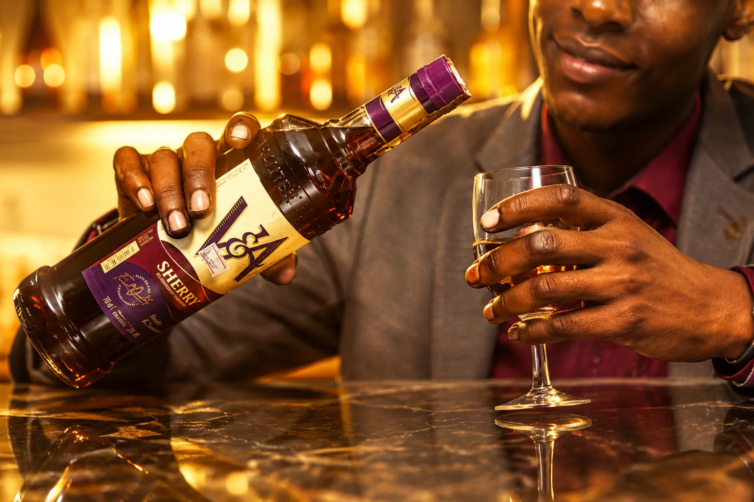 Guest being served wine