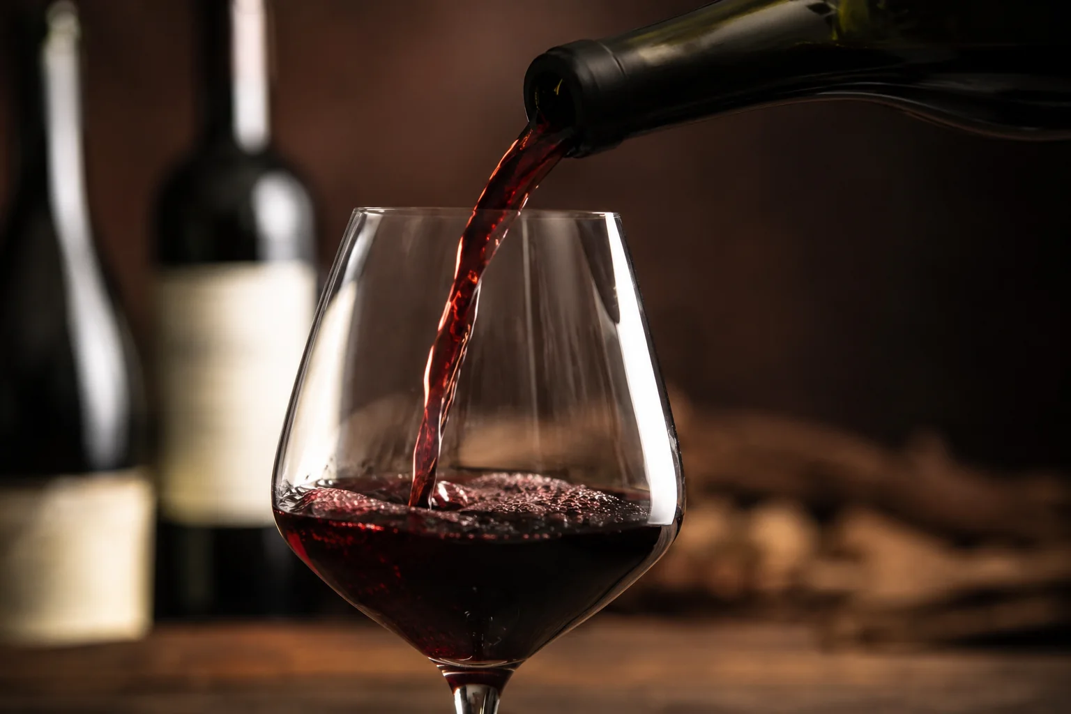 Red wine being poured