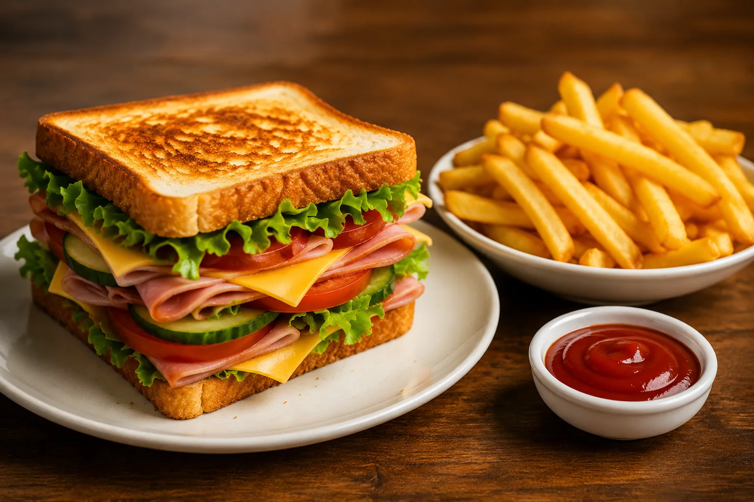 Sandwich with fries