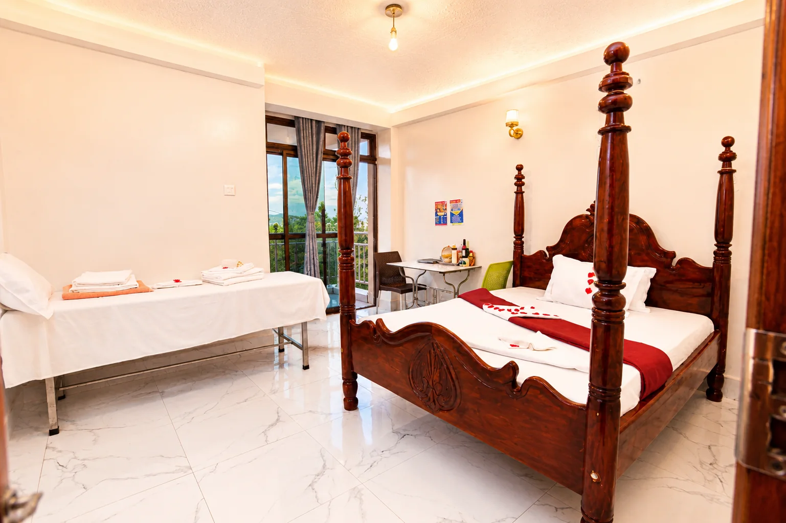 Bright room with extra furniture
